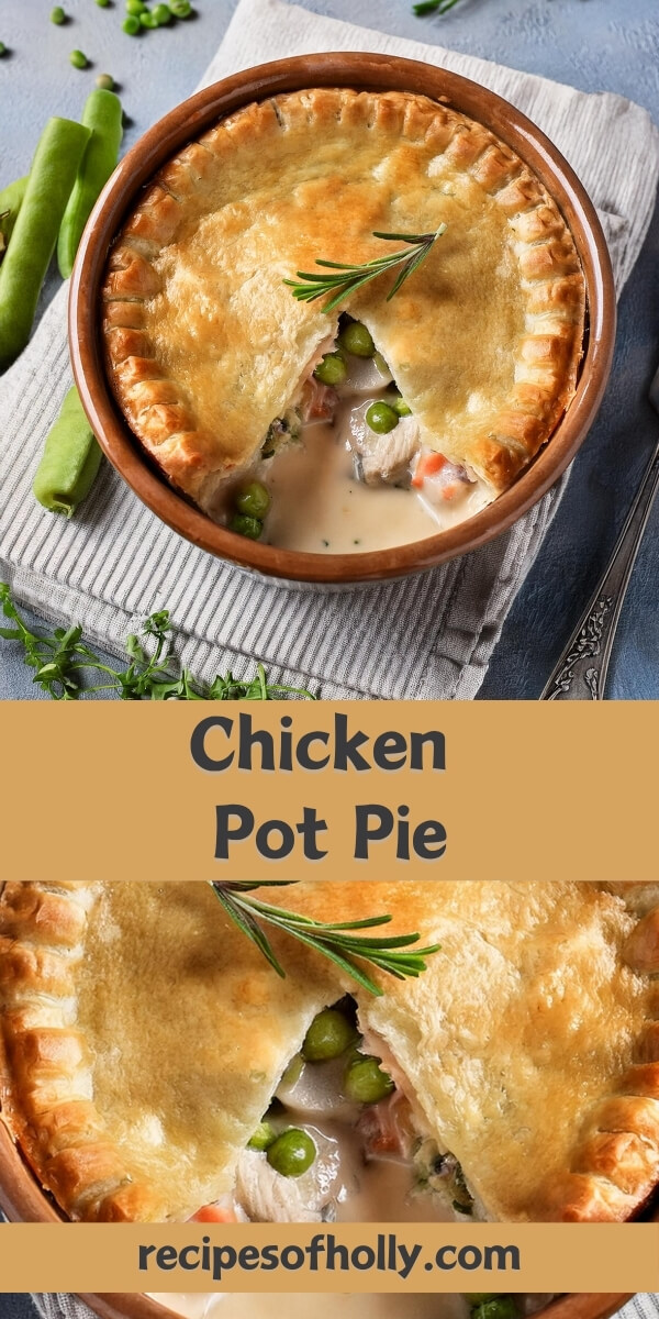 Classic Chicken Pot Pie filled with tender chicken, hearty vegetables, and a creamy, savory sauce, all baked inside a flaky, golden-brown crust. This comforting dish features a rich blend of carrots, peas, and celery, making it a perfect family-friendly meal for weeknights or cozy gatherings. Serve this homemade pot pie for a satisfying and hearty dinner that’s sure to be a hit.