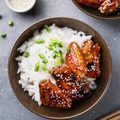 Deliciously glazed Teriyaki Chicken Wings, featuring crispy wings coated in a sticky, sweet, and savory teriyaki sauce. These wings are baked or fried to perfection, offering the perfect combination of crunchy texture and bold flavor. Ideal for parties, game day, or a tasty appetizer, these easy-to-make wings are a crowd-pleaser that brings an Asian-inspired twist to classic chicken wings.