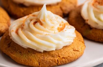 Soft and spiced Pumpkin Cookies topped with a rich and creamy cream cheese frosting, bringing out the perfect balance of sweet pumpkin flavor and tangy frosting. These tender cookies are packed with warm fall spices like cinnamon and nutmeg, making them an ideal treat for the holiday season or anytime you crave a cozy dessert. Each bite melts in your mouth with a hint of sweetness and tang, perfect for sharing or indulging in yourself.