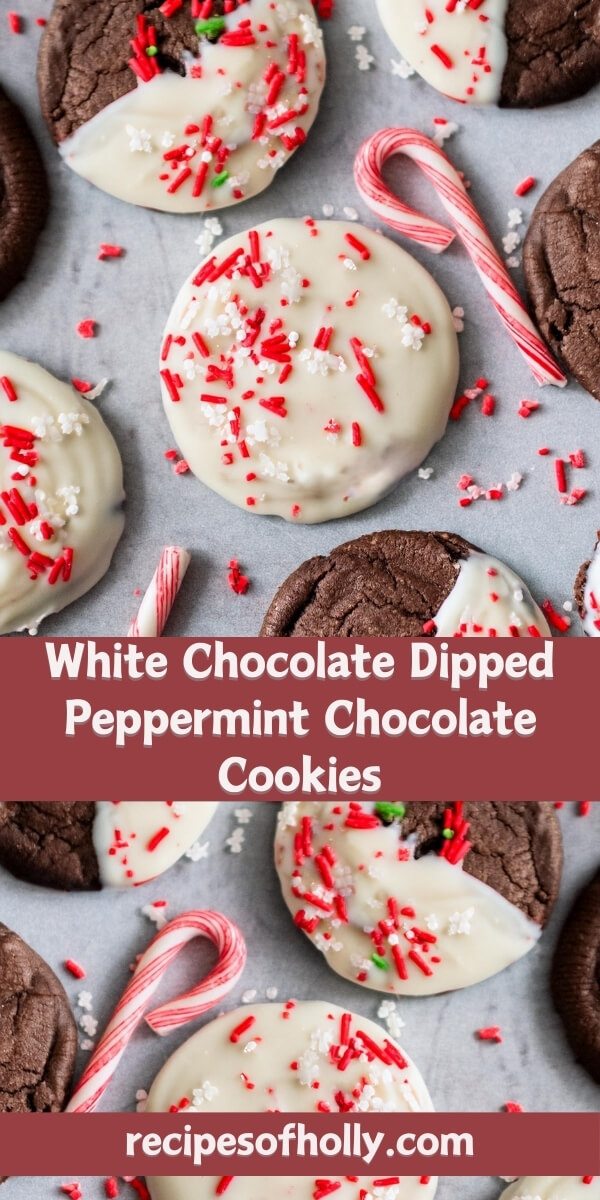 Whenever you're craving a festive and decadent treat, these White Chocolate Dipped Peppermint Chocolate Cookies are the perfect blend of rich chocolate, cool peppermint, and creamy white chocolate. Each cookie is a holiday delight, combining bold flavors and a touch of elegance for a sweet indulgence!