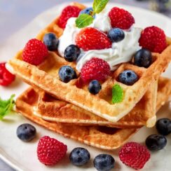 Whenever you're craving a breakfast that’s light yet satisfying, these Crispy Belgian Waffles deliver a golden, airy texture with every bite, perfect for topping with sweetened whipped cream, fresh fruit, or a drizzle of syrup.