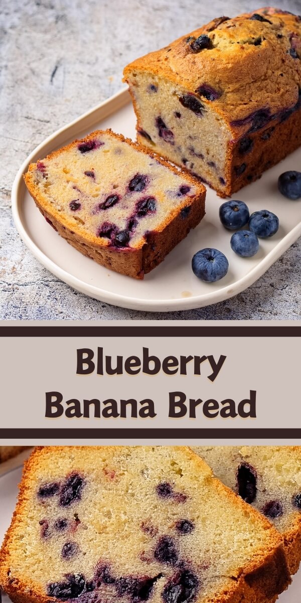 Moist and flavorful Blueberry Banana Bread, packed with ripe bananas and juicy blueberries, creating the perfect balance of sweetness and tartness. This easy-to-make quick bread features a tender crumb and is ideal for breakfast, a snack, or dessert. Bursting with fruity flavors in every bite, this homemade treat pairs wonderfully with a cup of coffee or tea.