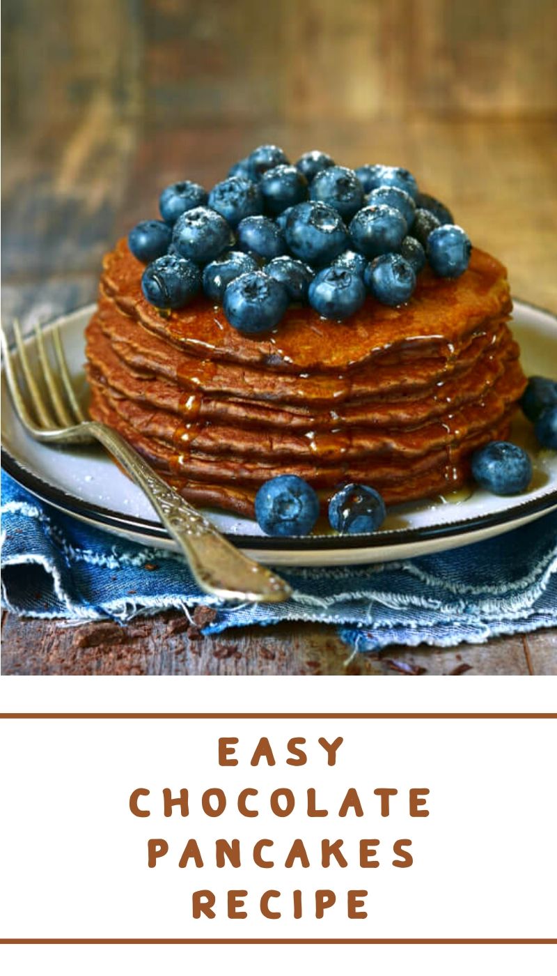 These fluffy chocolate pancakes are the best way for a chocolate lover to start their day! Thick and full of melty chocolate in each bite, this easy recipe gives you a good reason to get out of bed in the morning.