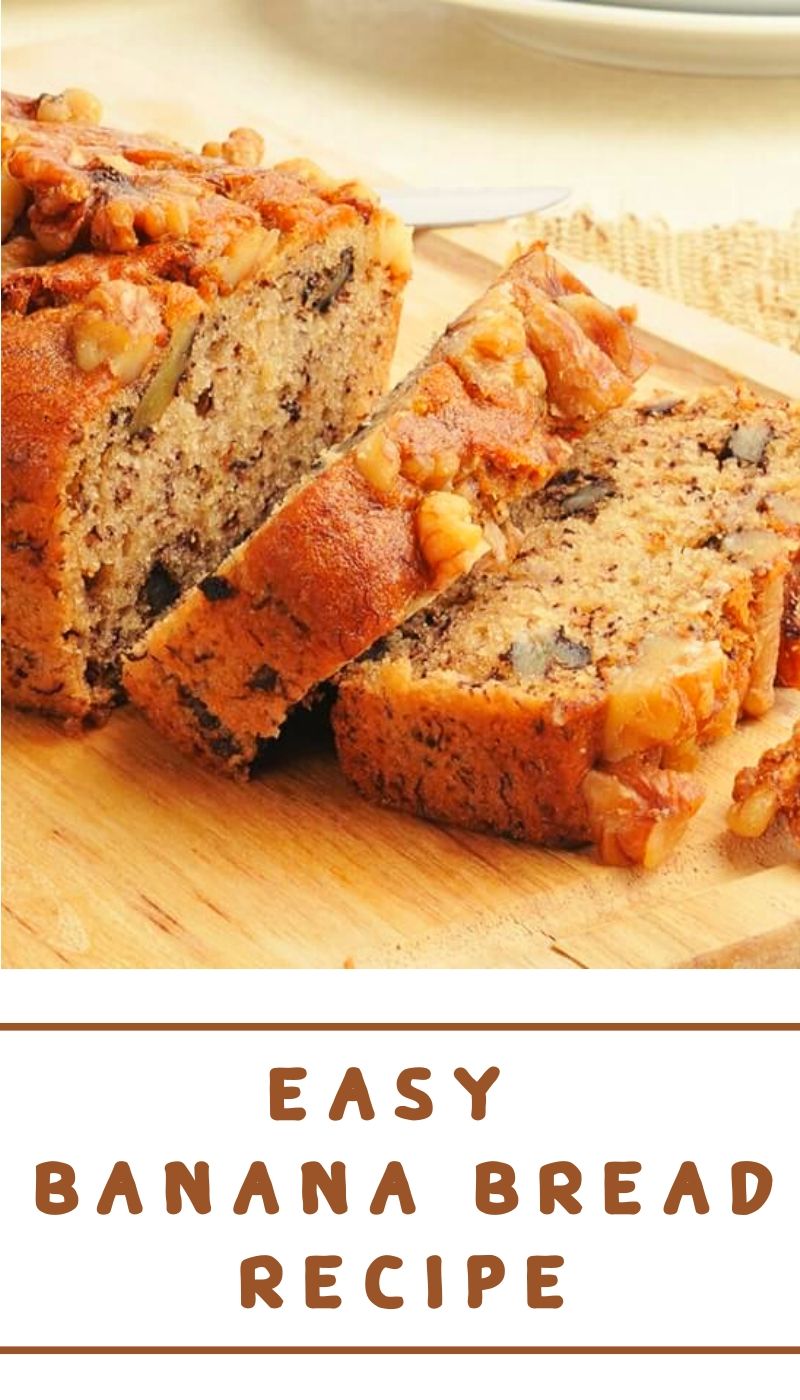 The easiest banana bread in the world. Perfectly sweet, moist and topped with a brown sugar crust, this tasty banana bread is super simple to make and can be customized with your favorite stir-ins.