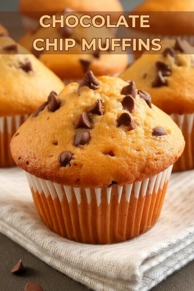 Satisfy your sweet tooth with these delicious homemade chocolate chip muffins. These moist and fluffy muffins are generously studded with rich, melty chocolate chips, creating a perfect balance of sweetness in every bite. Baked to golden-brown perfection, they make an ideal breakfast treat, midday snack, or dessert. Enjoy these classic chocolate chip muffins warm from the oven for an irresistible experience that chocolate lovers will adore.