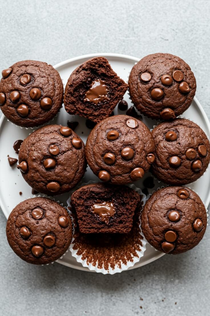 Double Chocolate Chip Muffins – Rich and Fudgy Bakery Style