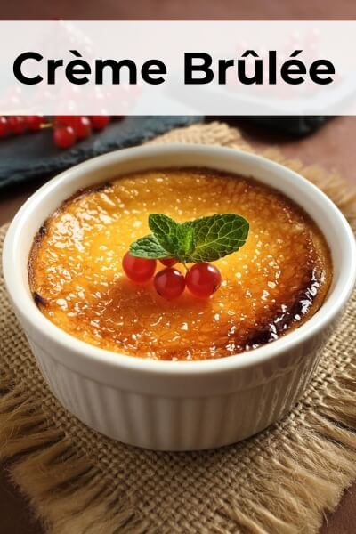 Indulge in the classic elegance of Crème Brûlée, a timeless French dessert. This luscious treat features a silky-smooth vanilla custard base topped with a perfectly caramelized sugar crust. The contrast between the creamy custard and the crisp, caramelized topping creates an exquisite blend of textures and flavors. Served in individual ramekins and garnished with fresh berries or a sprig of mint, Crème Brûlée is an ideal choice for special occasions or a sophisticated ending to any meal.