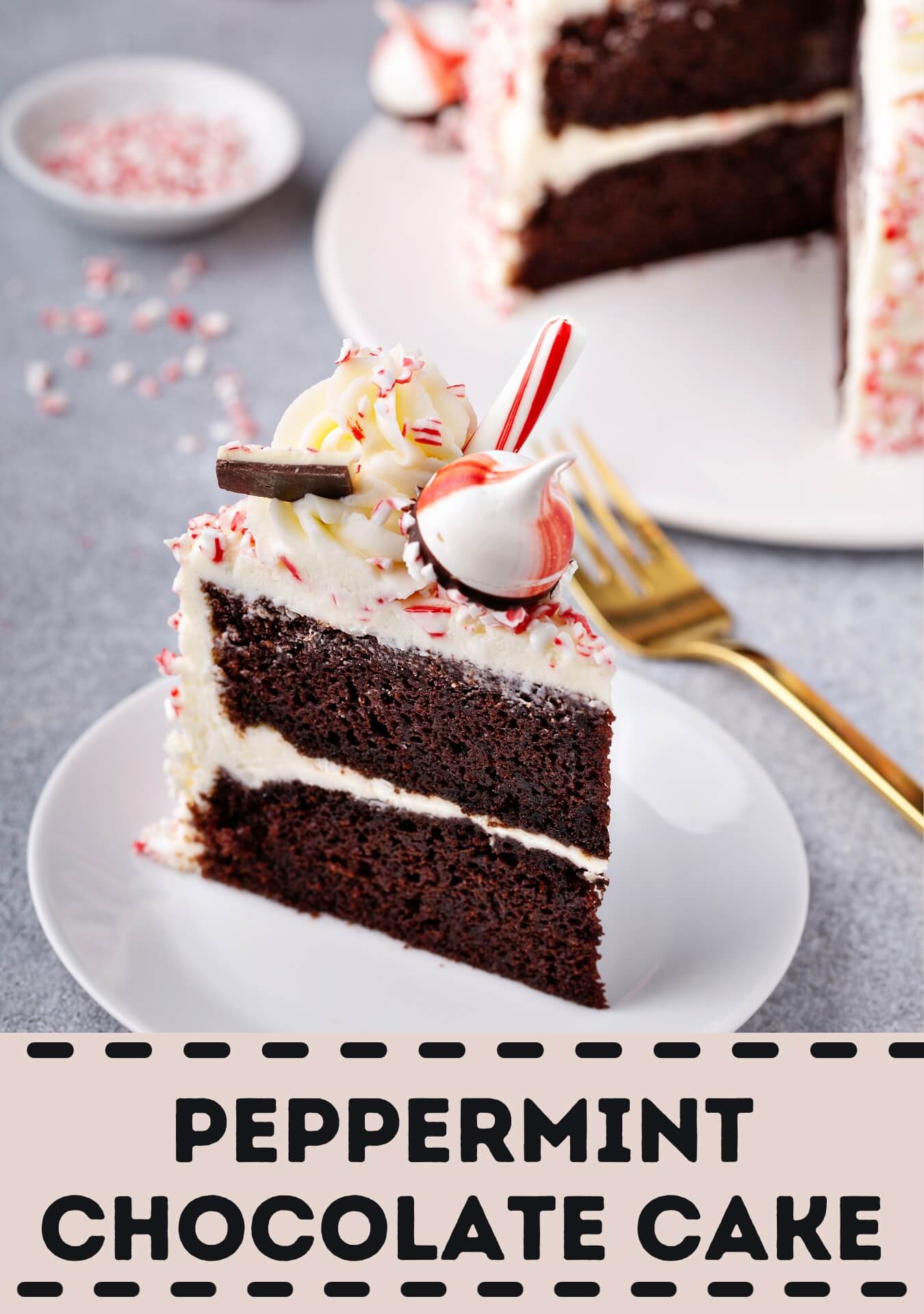 A festive peppermint chocolate cake, visually striking and indulgent. The moist chocolate layers are infused with the refreshing essence of peppermint, creating a delightful balance between rich cocoa and cool mint. The cake is generously frosted with a velvety peppermint chocolate ganache, perfectly complementing the flavors within. Garnished with crushed candy canes or peppermint bark, the cake offers a festive touch and a satisfying crunch. This confection is not only a treat for the taste buds but also a visually captivating centerpiece for any celebration, capturing the spirit of the holidays with every slice.