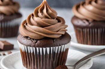 Irresistible chocolate fudge cupcakes that redefine decadence. These moist and indulgent treats boast a deep cocoa flavor, creating a rich and satisfying experience. The cupcakes are generously studded with chocolate chips, adding pockets of melty goodness in every bite. Topped with a velvety chocolate fudge frosting that's smooth and glossy, these cupcakes are a chocolate lover's dream. The aroma is an enticing mix of cocoa and sweetness, creating an anticipation of the delightful taste to come. Visually appealing with a glossy finish, these chocolate fudge cupcakes are not only a treat for the palate but also a visually stunning addition to any dessert spread or celebration.