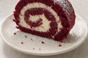 Classic Red Velvet Swiss Roll with Smooth Cream Cheese Frosting