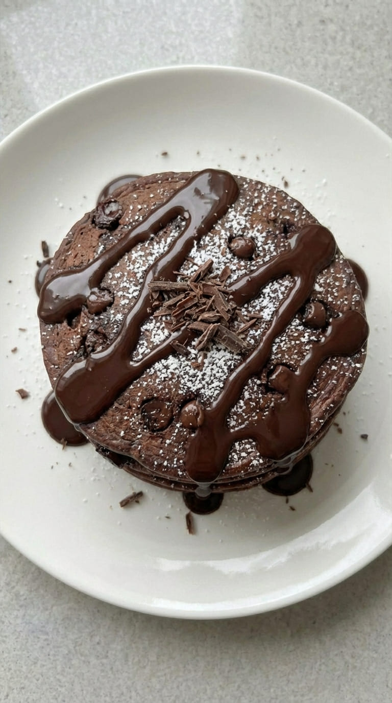 Double Chocolate Pancakes, Rich & Fluffy Breakfast Treat