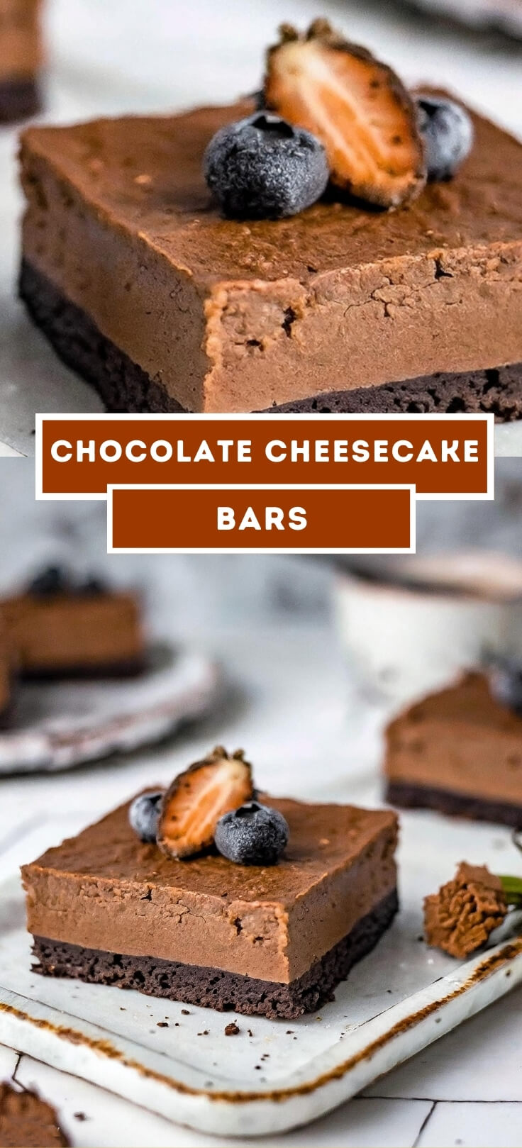 Indulge in the rich decadence of our Chocolate Cheesecake Bars, a heavenly treat that combines velvety cheesecake with indulgent chocolate. Picture a buttery graham cracker crust, topped with a layer of creamy cheesecake filling infused with rich chocolate flavor. Each bite is a luxurious combination of smooth creaminess and decadent chocolate, with the perfect balance of sweetness and richness. Whether enjoyed as a dessert for a special occasion or as a delightful indulgence any time of day, our Chocolate Cheesecake Bars are sure to satisfy your sweet cravings and leave you wanting more.