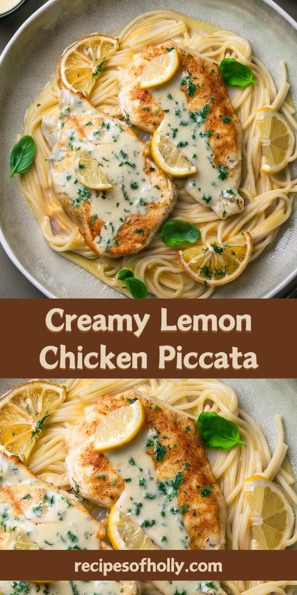 Delicious Creamy Lemon Chicken Piccata featuring tender, pan-seared chicken breasts in a rich, velvety lemon butter sauce. This dish is elevated with the bright flavors of fresh lemon juice, tangy capers, and a hint of garlic, creating a perfect balance of creaminess and zest. Served over pasta or with a side of steamed vegetables, this easy-to-make dish is ideal for a quick weeknight dinner or a special occasion