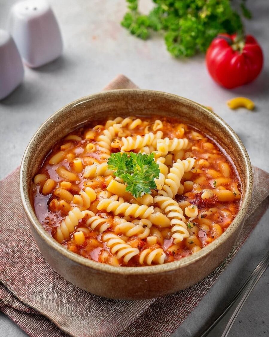 Hearty and comforting Instant Pot Pasta Fagioli, made with tender pasta, white beans, and flavorful ground beef in a rich, herb-infused tomato broth. This classic Italian soup is packed with vegetables, garlic, and Italian spices, offering a delicious and wholesome meal in just minutes. Perfect for busy weeknights, this easy one-pot dish delivers all the comforting flavors of homemade soup with minimal effort.
