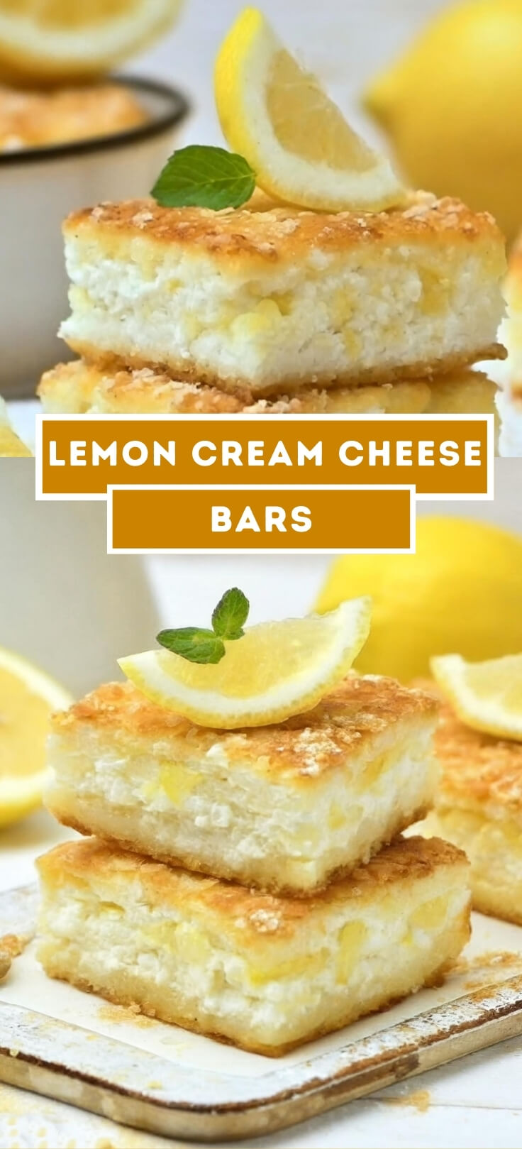 Treat yourself to the delightful tanginess of our Lemon Cream Cheese Bars, a perfect harmony of citrusy zest and creamy indulgence. Picture a buttery shortbread crust, generously topped with a luscious layer of creamy lemon-infused cream cheese filling. Each bite is a burst of sunshine, with the bright flavor of fresh lemon perfectly complementing the rich creaminess of the filling. The bars are baked to golden perfection, creating a delicious contrast of textures that melts in your mouth. Finished with a dusting of powdered sugar or a drizzle of lemon glaze, these Lemon Cream Cheese Bars are a delightful treat for any occasion.
