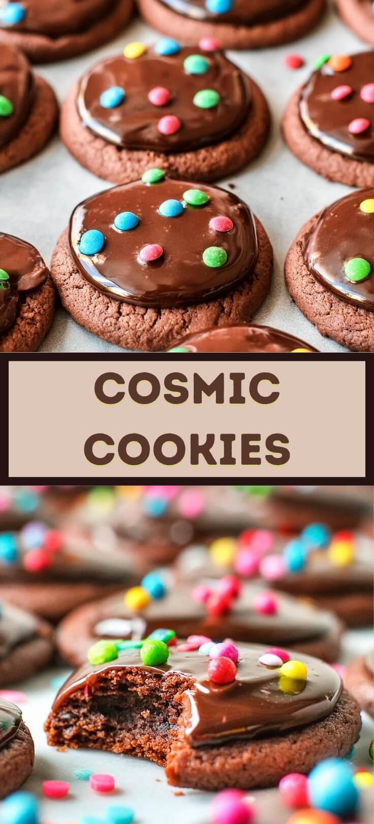 Cosmic cookies are a whimsical and colorful treat that's sure to spark joy with every bite. Picture soft and chewy cookies loaded with a variety of colorful mix-ins, such as rainbow sprinkles, chocolate chips, M&M candies, and maybe even a touch of edible glitter for extra sparkle. Each bite is a delightful explosion of flavors and textures, with the vibrant colors adding a fun and playful element to the cookie. Whether enjoyed as a special treat for a celebration or just to brighten up an ordinary day, cosmic cookies are a deliciously fun way to satisfy your sweet tooth and spread a little happiness.
