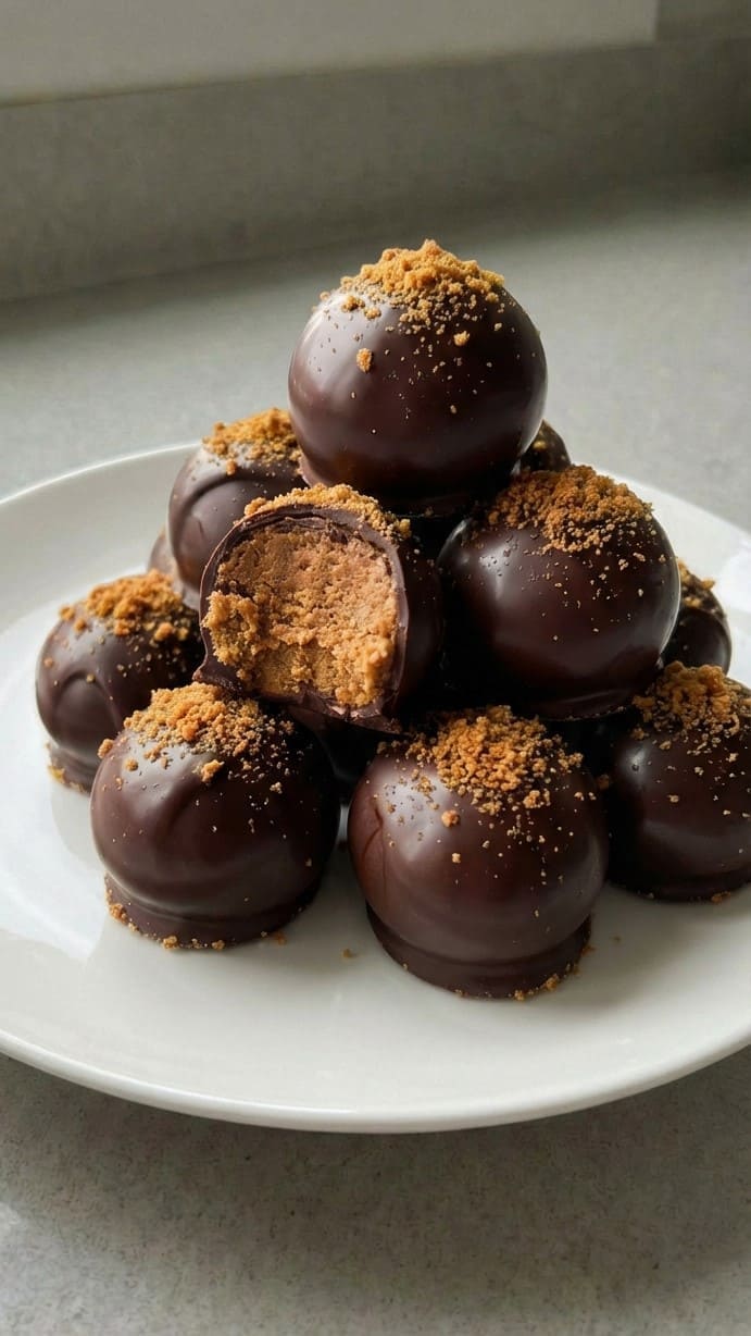 Dark Chocolate Biscoff Truffles, No-Bake & Melt-in-Your-Mouth