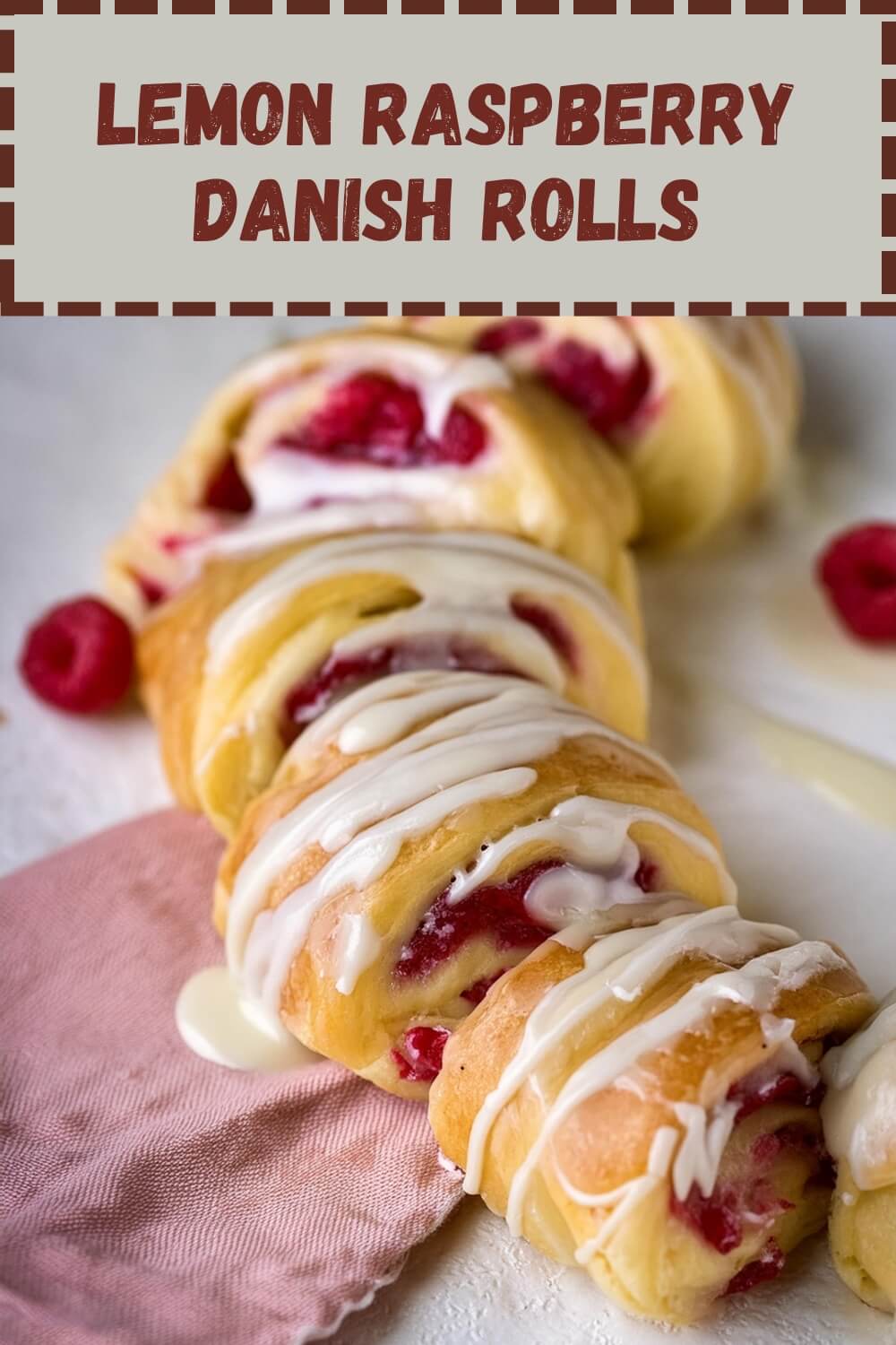 Indulge in the exquisite flavors of our Lemon Raspberry Danish Rolls, a perfect blend of citrusy and sweet. Imagine soft, flaky pastry rolls filled with a tangy lemon cream cheese filling and swirls of fresh raspberry jam. Each roll is baked to golden perfection, offering a delicate crunch on the outside and a tender, melt-in-your-mouth texture on the inside. Finished with a drizzle of lemon glaze and garnished with fresh raspberries and a sprinkle of powdered sugar, these Danish rolls are a visual and culinary delight. Perfect for breakfast, brunch, or an afternoon treat, our Lemon Raspberry Danish Rolls promise a refreshing burst of flavor in every bite.