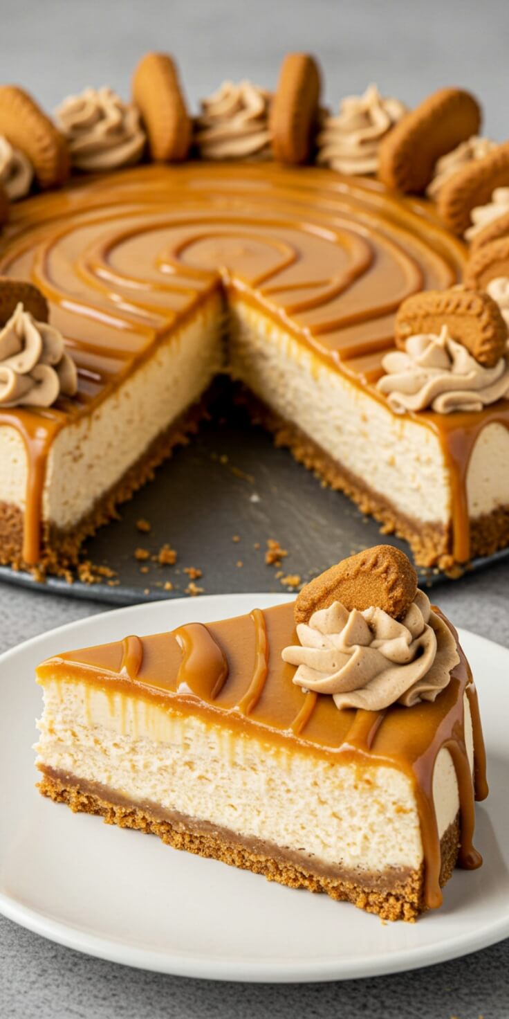 This Baked Biscoff Cheesecake is rich, creamy, and loaded with that signature spiced cookie flavor everyone loves. Perfect for birthdays, holidays, and family gatherings.