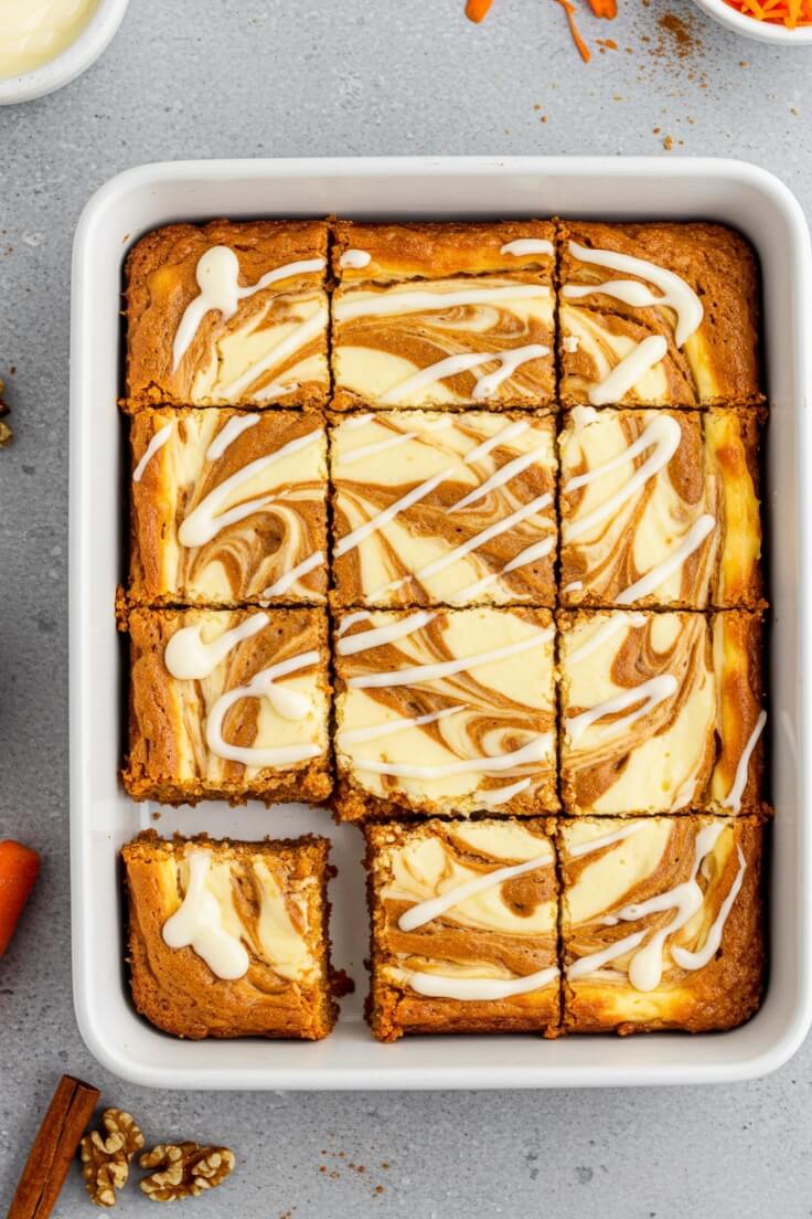 Swirled Carrot Cake Cheesecake Bars Recipe