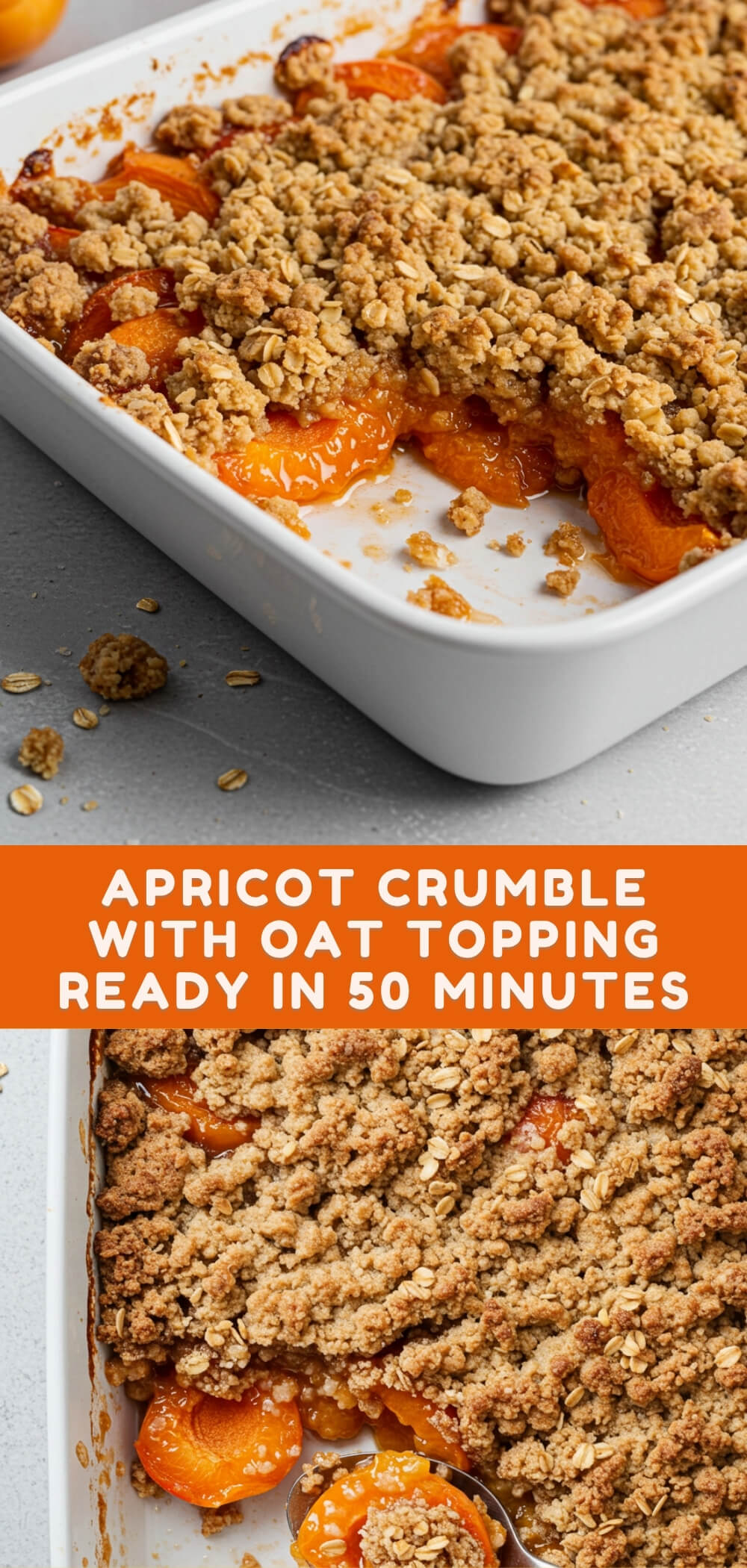 Juicy, golden apricots baked under a buttery oat crumble topping—this comforting dessert is the perfect blend of sweet, tart, and crisp. Serve it warm and bubbling from the oven with a scoop of vanilla ice cream for the ultimate summer indulgence.
