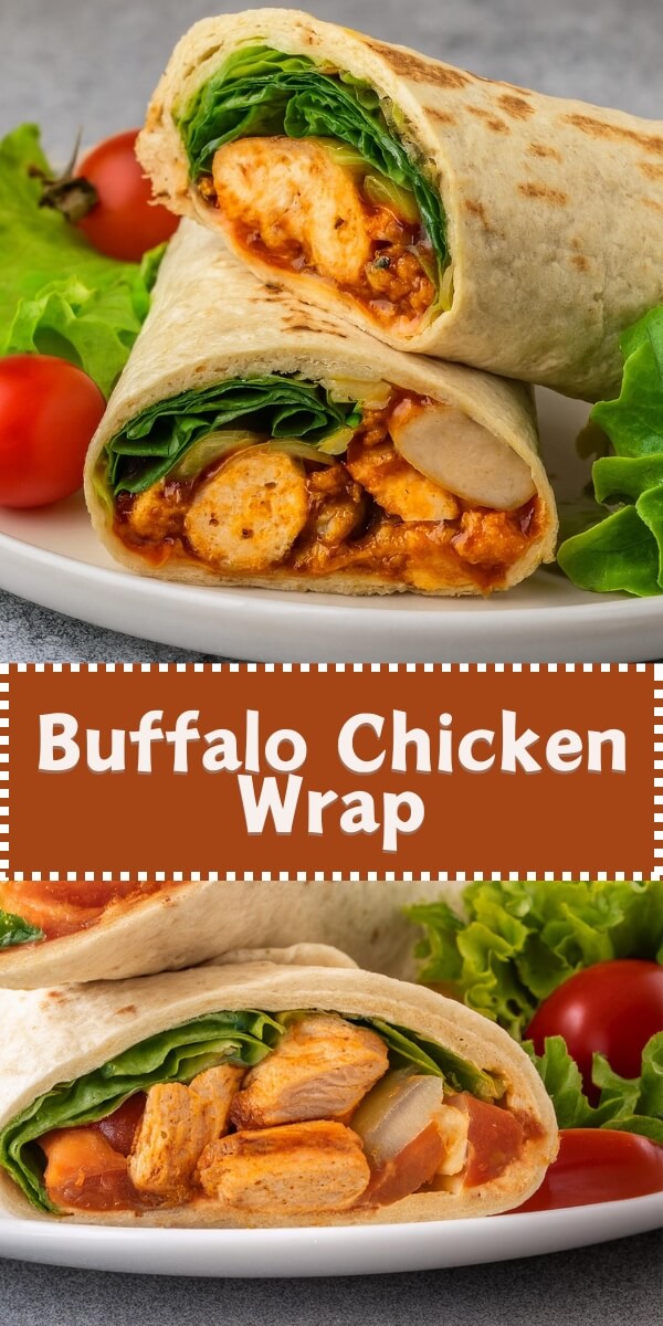 The popular Buffalo Chicken Wrap features tender buffalo chicken on a bed of crisp vegetables, topped with cheese and creamy dressing, all wrapped snugly in a tasty flour tortilla.