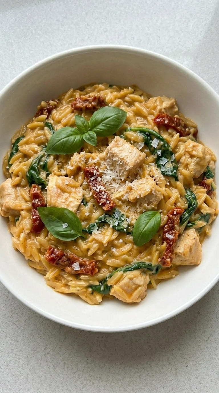 Creamy Tuscan Orzo – Perfect One Pot Dinner