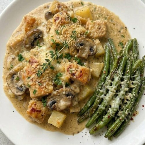 Easy Potato Chicken Mushroom Casserole (One-Dish Dinner!)
