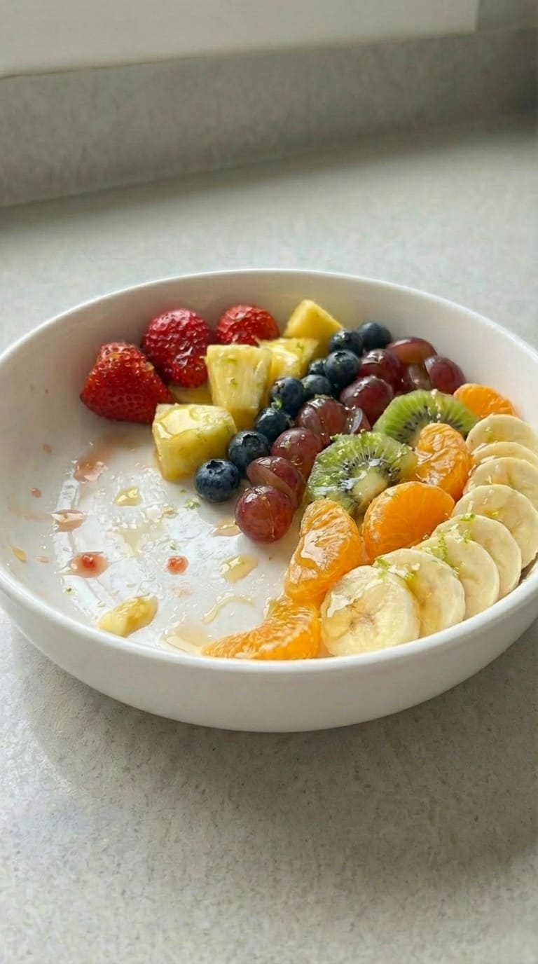 Fresh Rainbow Fruit Salad with Honey Lime Dressing