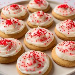 Freshly baked Peppermint Cookies with a cool mint flavor and a touch of sweetness. These are the perfect addition to your holiday dessert table!