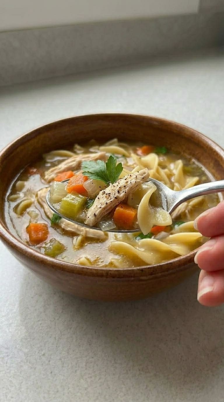 Slow Cooker Chicken Noodle Soup – Set It & Forget It Dinner