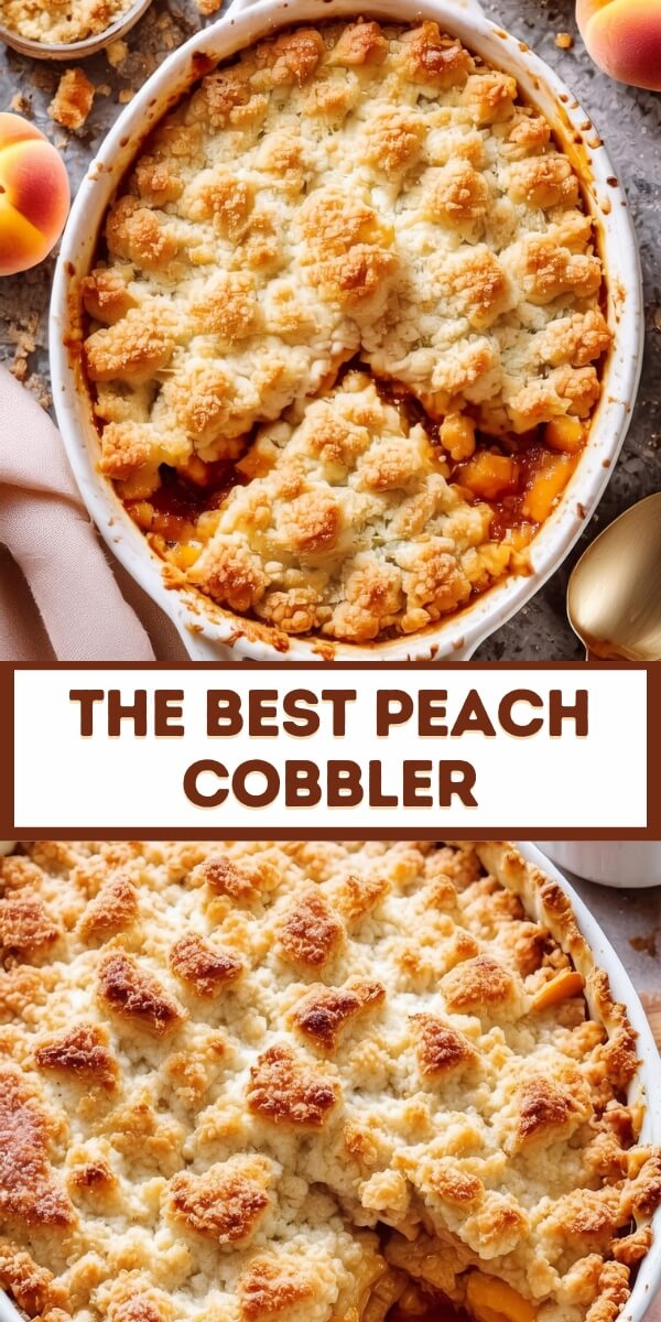Savor the comforting flavors of homemade peach cobbler, a classic dessert favorite. This delightful treat features juicy, ripe peaches baked to perfection with a sweet, buttery crust. The golden-brown topping offers a delicious contrast to the soft, tender peaches beneath. Served warm and topped with a scoop of vanilla ice cream or a dollop of whipped cream, this peach cobbler is an ideal dessert for summer gatherings, family dinners, or any time you crave a taste of homemade goodness.