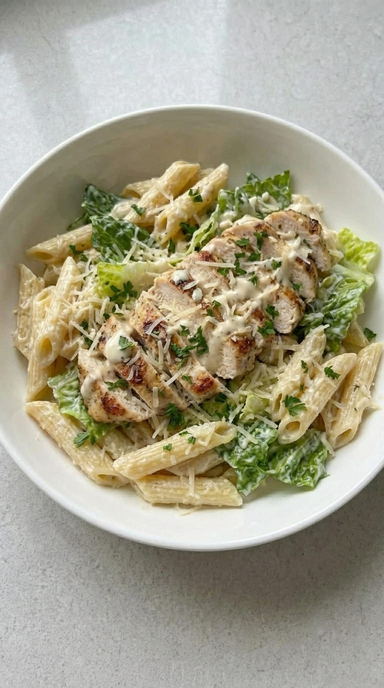 Easy Chicken Caesar Pasta Salad for Lunch or Dinner