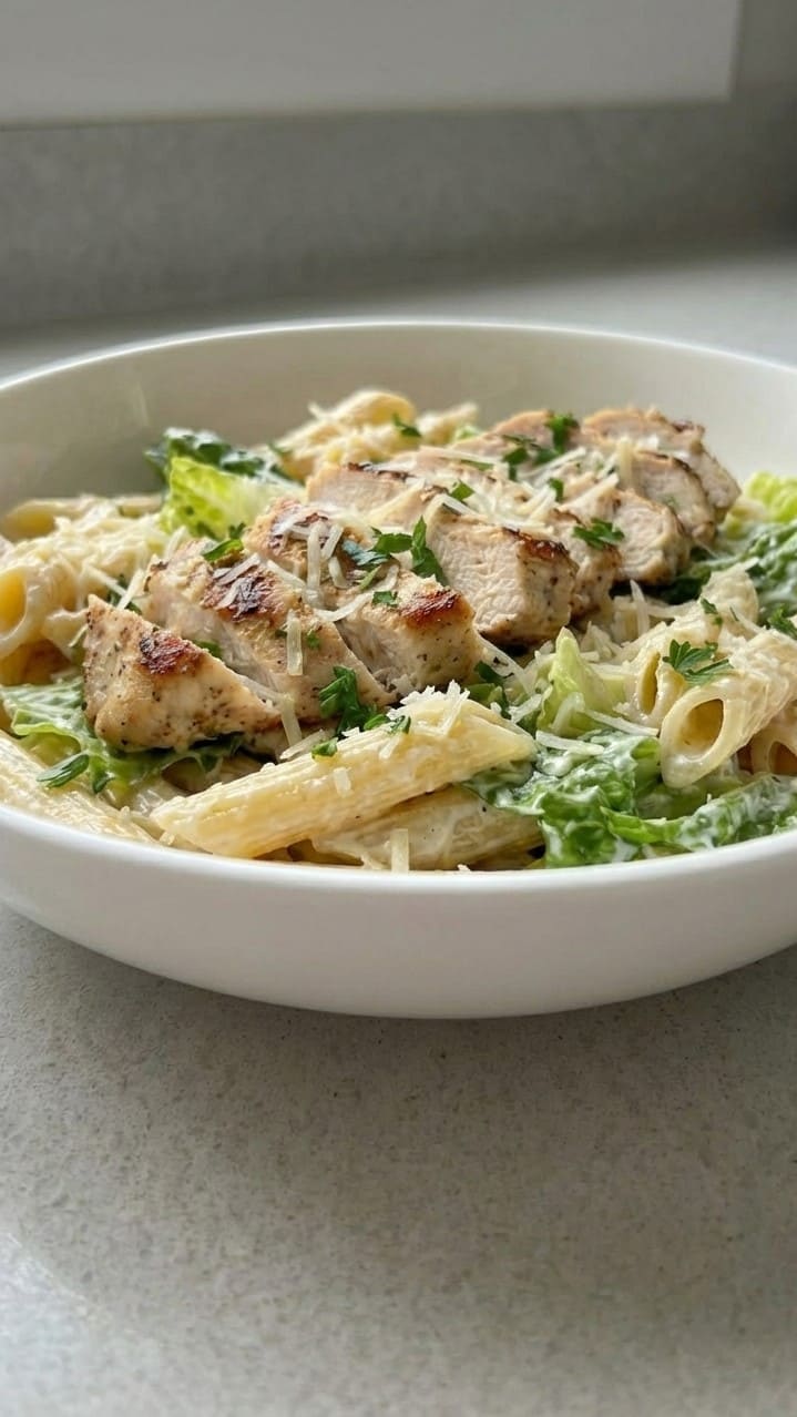 Easy Chicken Caesar Pasta Salad for Lunch or Dinner