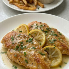 Crispy Chicken Francese in Bright Lemon Sauce