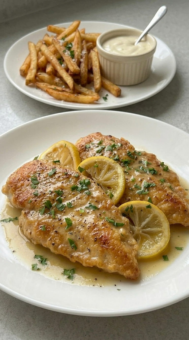 Crispy Chicken Francese in Bright Lemon Sauce