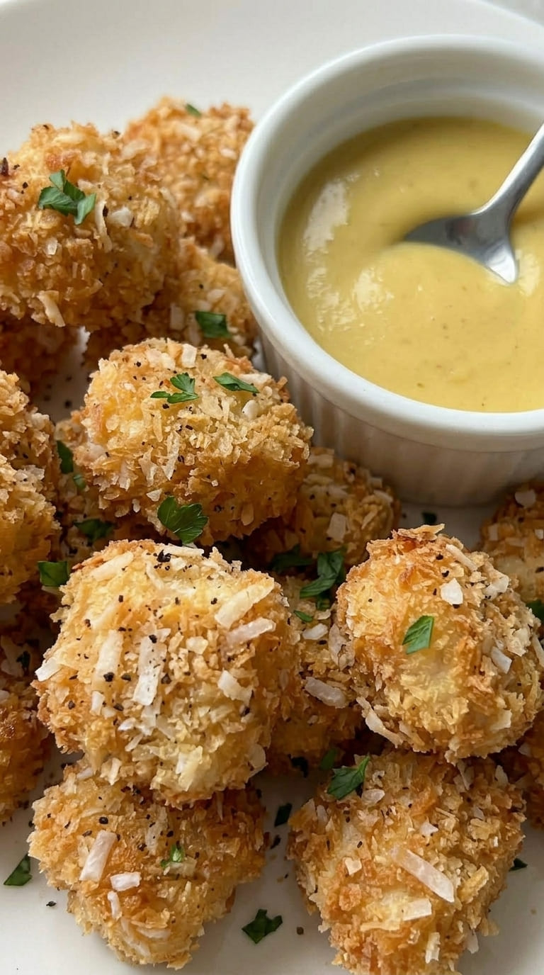 Crispy Coconut Popcorn Chicken with Sweet Crunch