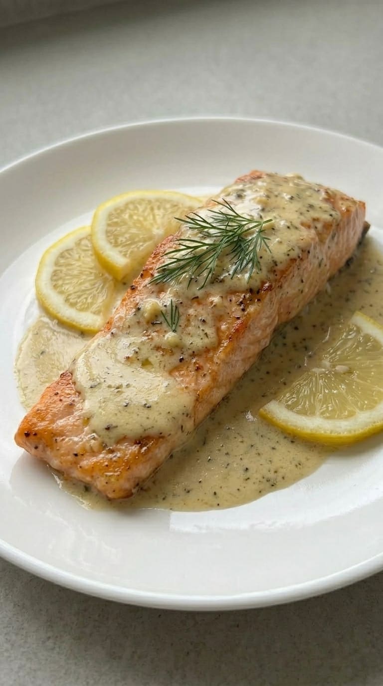 Restaurant-Style Salmon with Garlic Dijon Cream Sauce