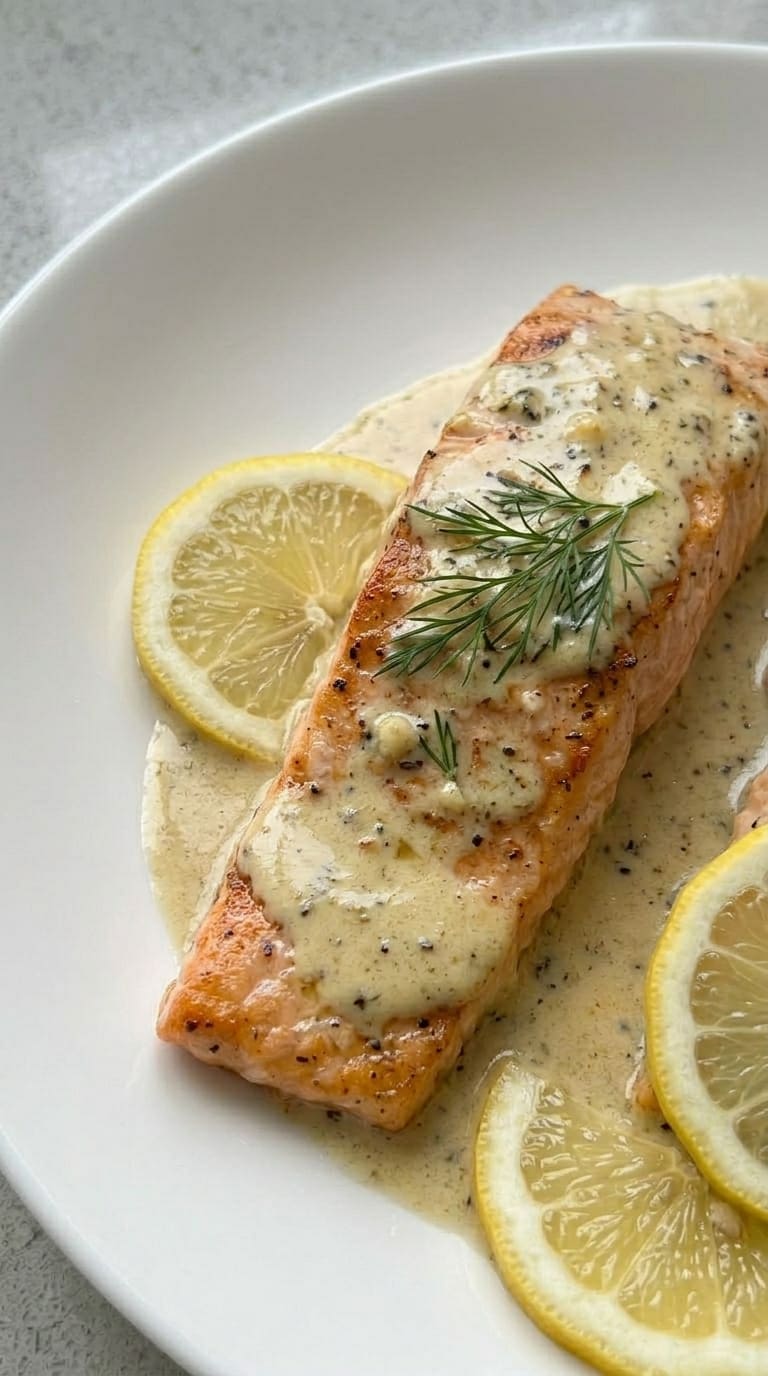 Restaurant-Style Salmon with Garlic Dijon Cream Sauce