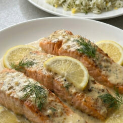 Restaurant-Style Salmon with Garlic Dijon Cream Sauce