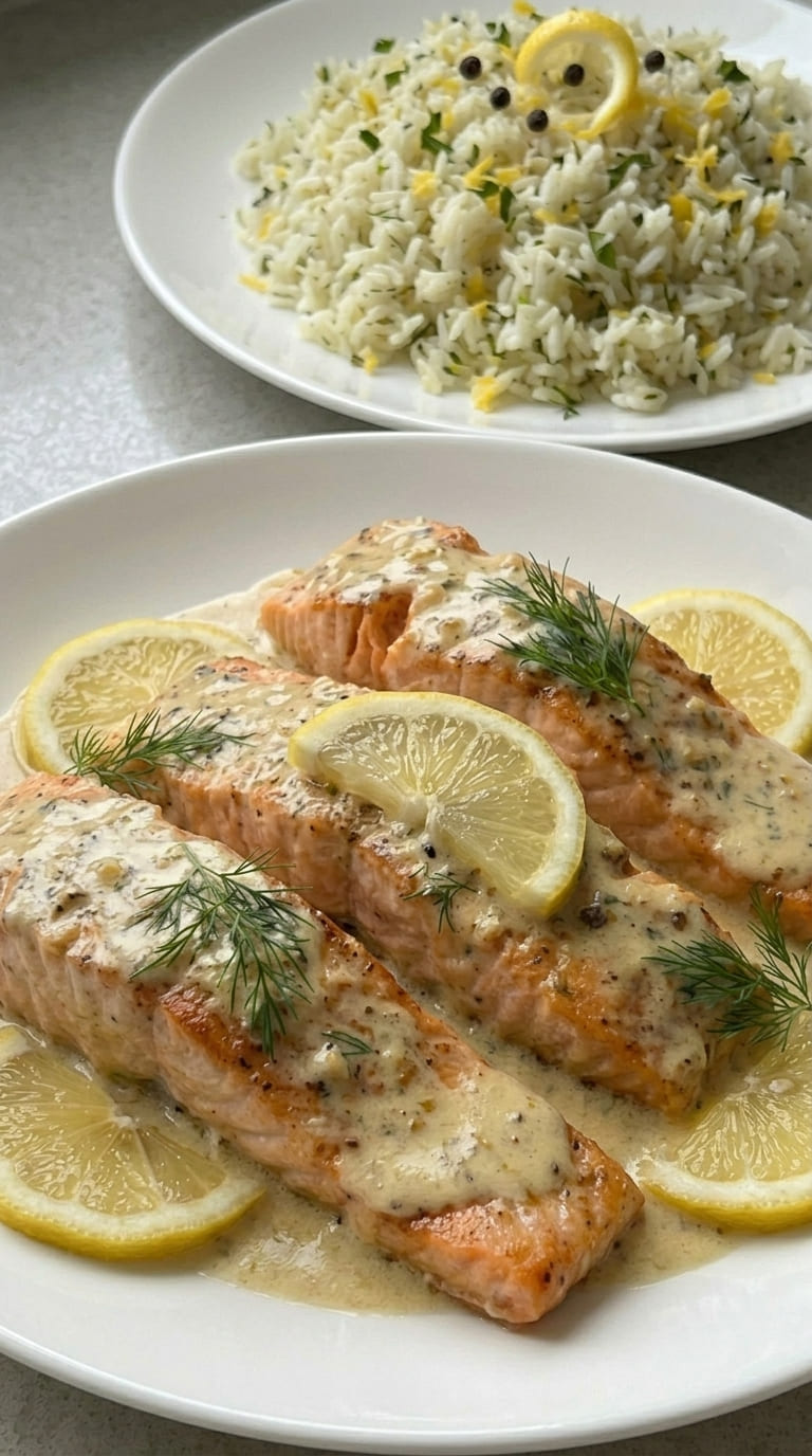 Restaurant-Style Salmon with Garlic Dijon Cream Sauce