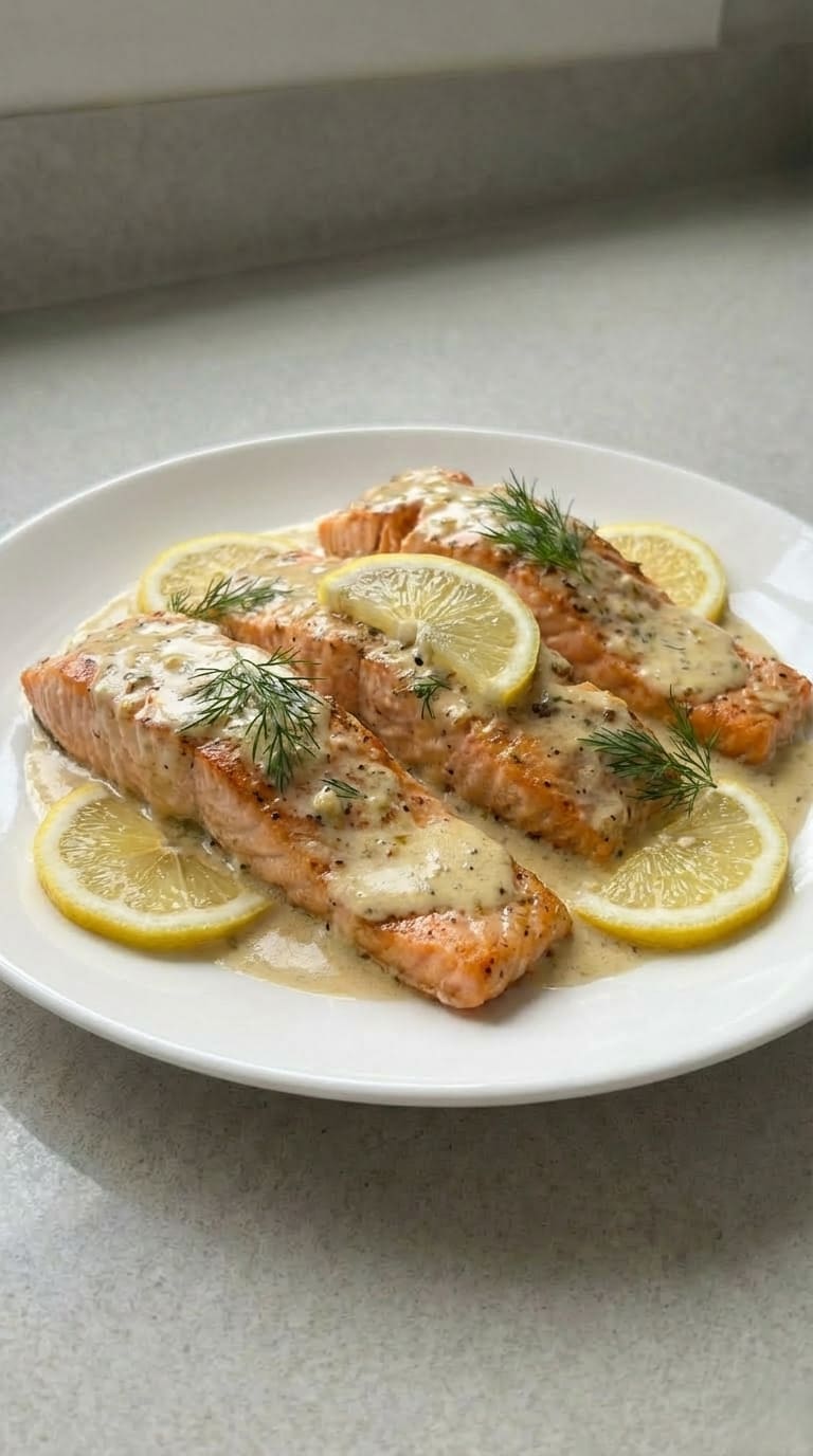 Restaurant-Style Salmon with Garlic Dijon Cream Sauce