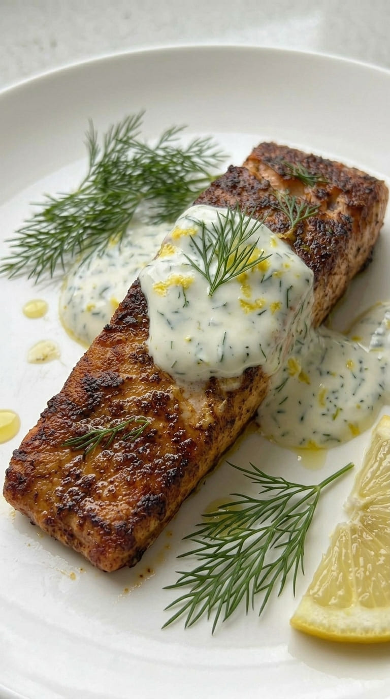 Healthy Spiced Salmon with Tangy Yogurt Sauce