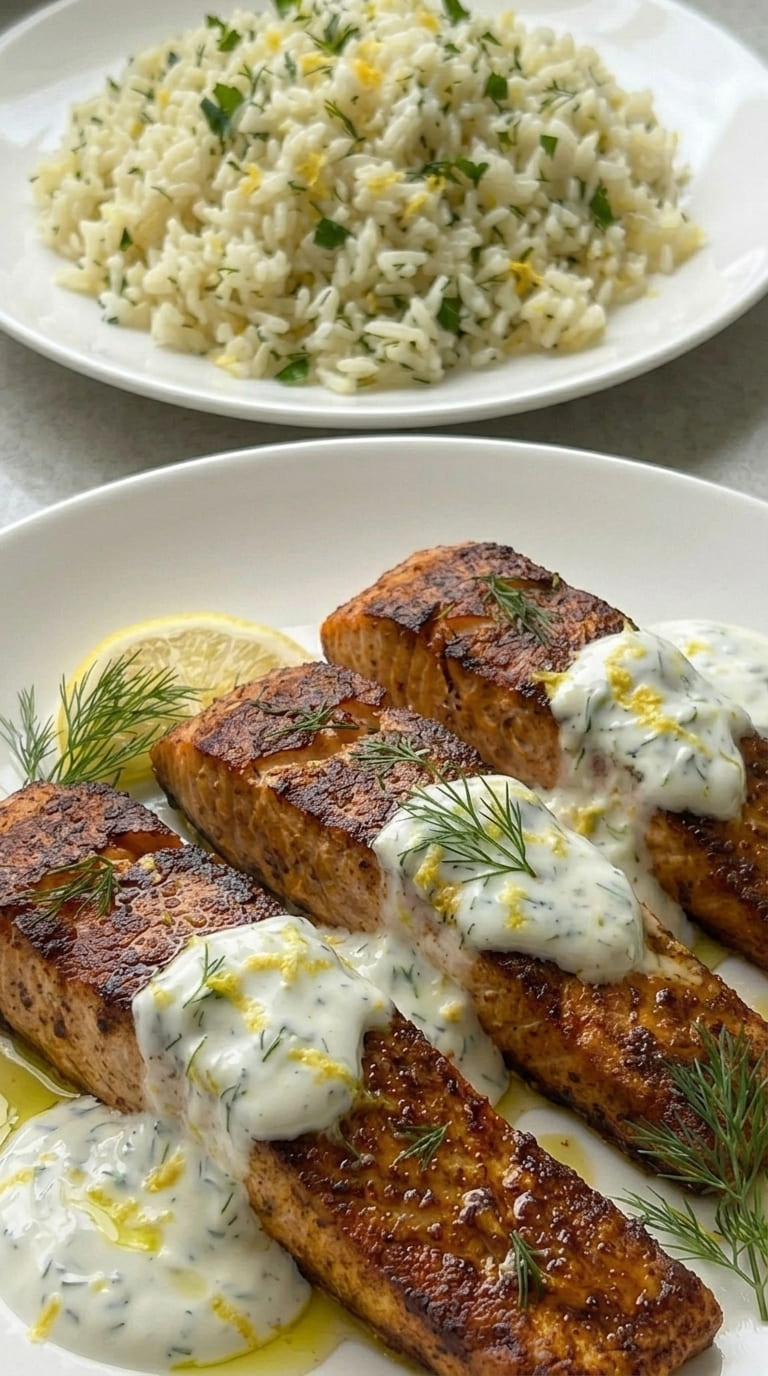 Healthy Spiced Salmon with Tangy Yogurt Sauce