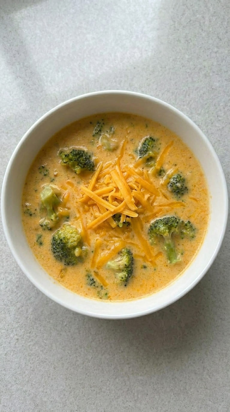 Creamy Broccoli Cheddar Soup Recipe with Simple Ingredients