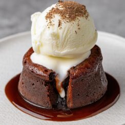 This Chocolate Lava Cake is the ultimate dessert for chocolate lovers! With its rich, molten center and tender cake exterior, every spoonful is a decadent experience. The warm, flowing chocolate contrasts perfectly with the soft cake, creating an indulgent treat that’s perfect for special occasions or an easy dessert when you want to impress. Serve it with a scoop of ice cream or a dusting of powdered sugar for the perfect finishing touch.