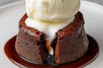 This Chocolate Lava Cake is the ultimate dessert for chocolate lovers! With its rich, molten center and tender cake exterior, every spoonful is a decadent experience. The warm, flowing chocolate contrasts perfectly with the soft cake, creating an indulgent treat that’s perfect for special occasions or an easy dessert when you want to impress. Serve it with a scoop of ice cream or a dusting of powdered sugar for the perfect finishing touch.
