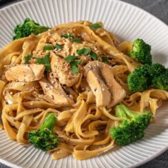 This Peanut Chicken Noodles dish features a rich and flavorful peanut sauce that pairs beautifully with tender chicken and soft noodles. The combination of nutty, spicy, and fresh ingredients creates a satisfying meal that’s both quick and delicious. Perfect for a weeknight dinner!