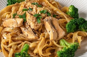This Peanut Chicken Noodles dish features a rich and flavorful peanut sauce that pairs beautifully with tender chicken and soft noodles. The combination of nutty, spicy, and fresh ingredients creates a satisfying meal that’s both quick and delicious. Perfect for a weeknight dinner!
