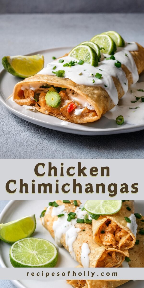 These Chicken Chimichangas are a crispy, golden delight packed with a flavorful chicken and refried bean filling, infused with spices and gooey cheese. Serve them topped with sour cream, guacamole, and diced tomatoes for a satisfying, restaurant-style dish.
